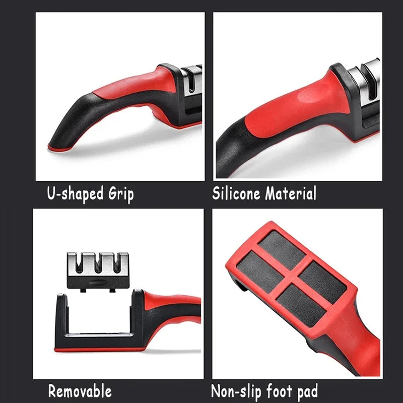 Level 3 Quick Sharpening Tool Knife Sharpener With Anti-slip Base Kitchen Accessory