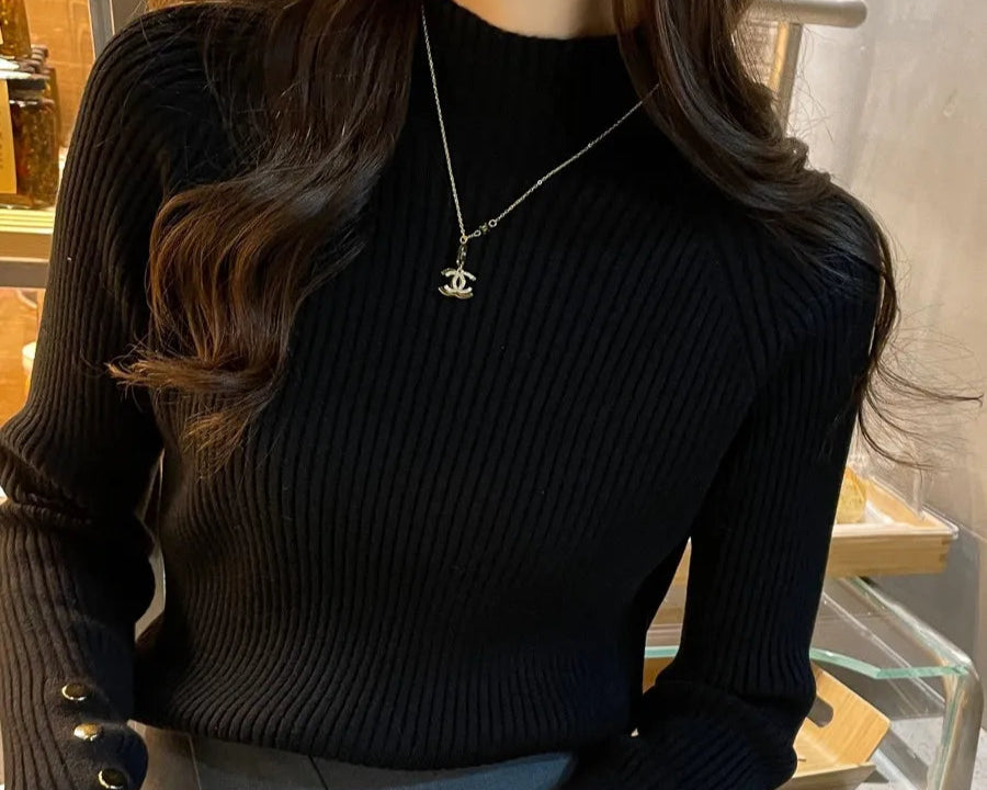 Women's Slim Fit Turtleneck Knit Pullover