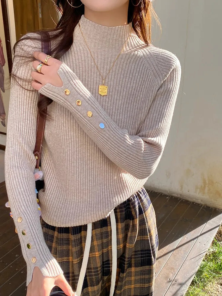 Women's Slim Fit Turtleneck Knit Pullover
