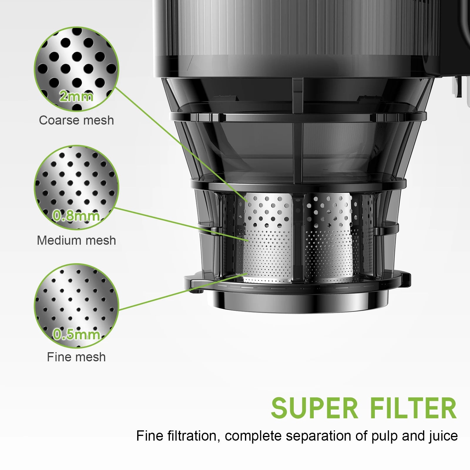 Cold Press Juicer,with 130mm Feed Chute,Fit Whole Fruits & Vegetables,High Juice Yield,BPA FREE Slow Masticating Juicer